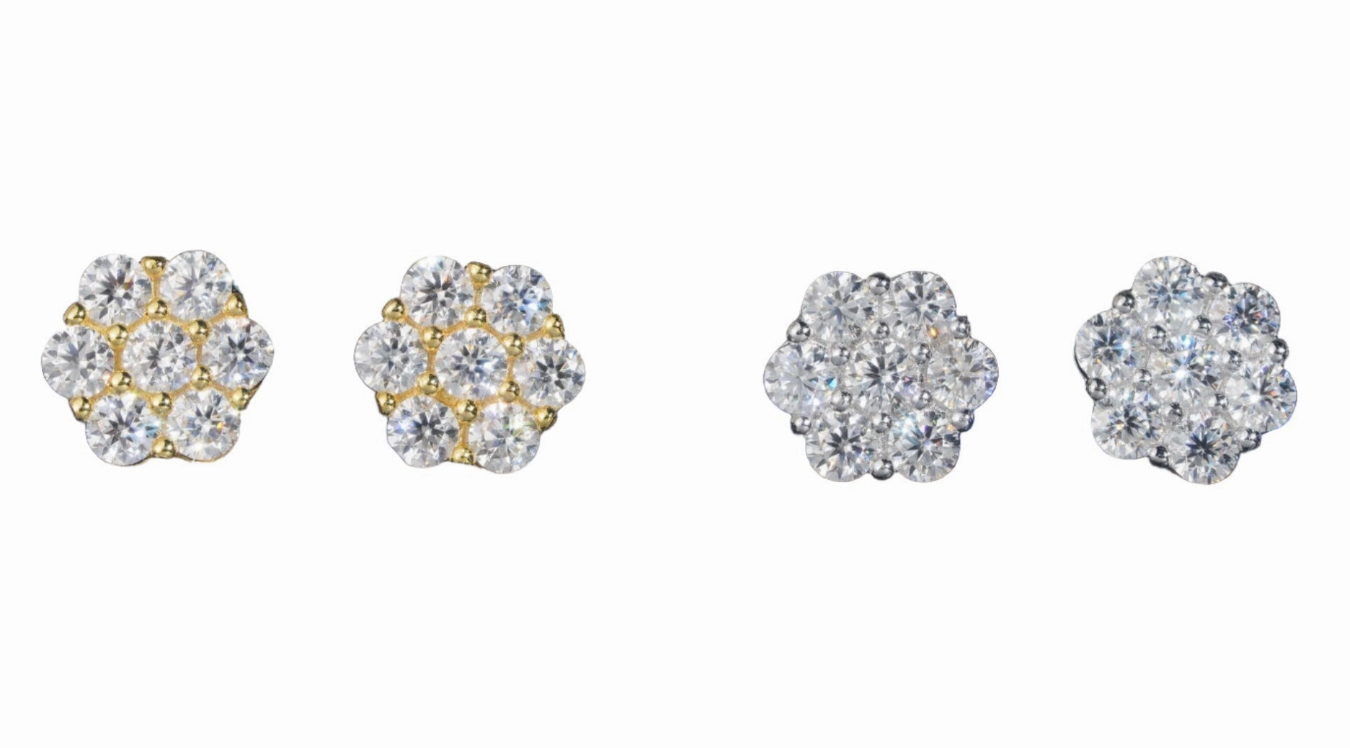 8mm Diamond Cluster Earring Studs | S925 | Moissanite Crystal Clear