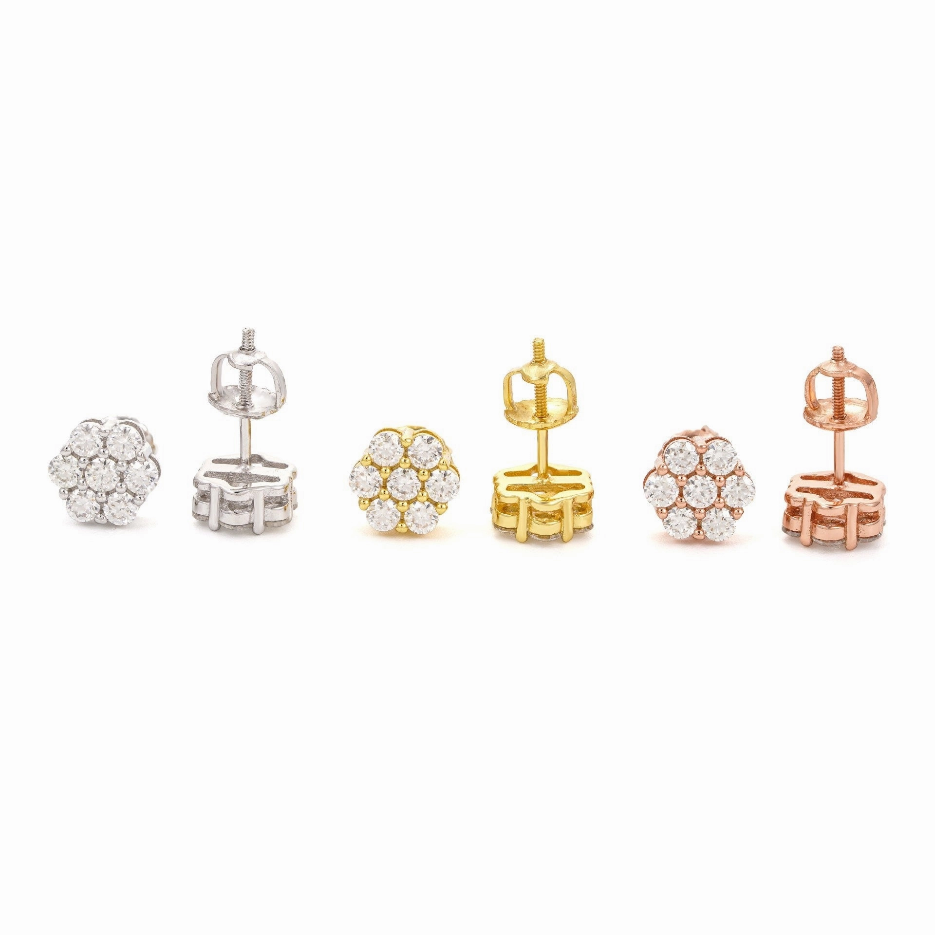 8mm Diamond Cluster Earring Studs | S925 | Moissanite Artistic Form Bold Jewelry Shine