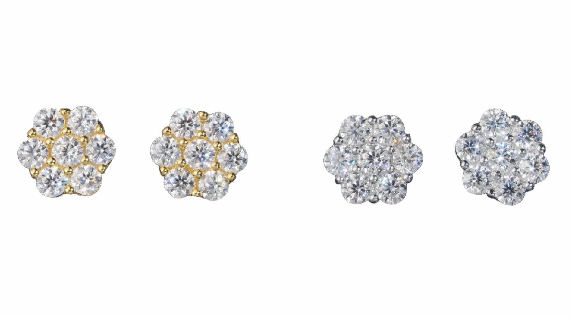 8mm Diamond Cluster Earring Studs | S925 | Moissanite Precious Treasures Delicate Mood