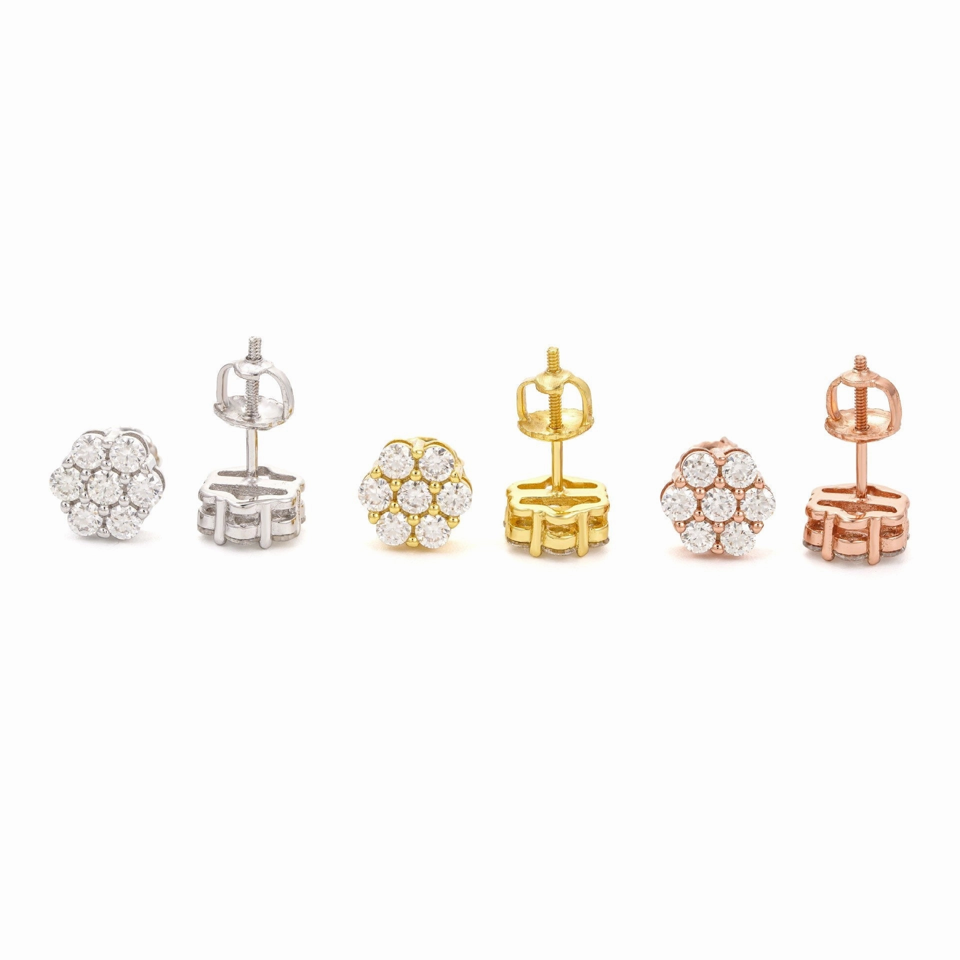 Metallic Accent Small Accessory 8mm Diamond Cluster Earring Studs | S925 | Moissanite