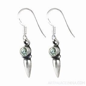 Hot Sale Blue Cubic Zirconia Gemstone Silver Hook Earrings - Best Deals & Discounts Gorgeous Ornament Graceful Accent