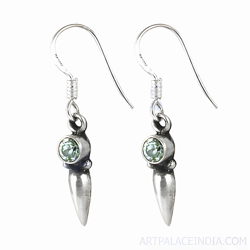 Hot Sale Blue Cubic Zirconia Gemstone Silver Hook Earrings - Best Deals & Discounts Gorgeous Ornament Graceful Accent