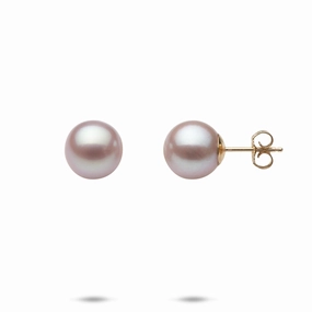 refined design Freshwater Natural Color Pearl Earrings in Gold - 9-10mm