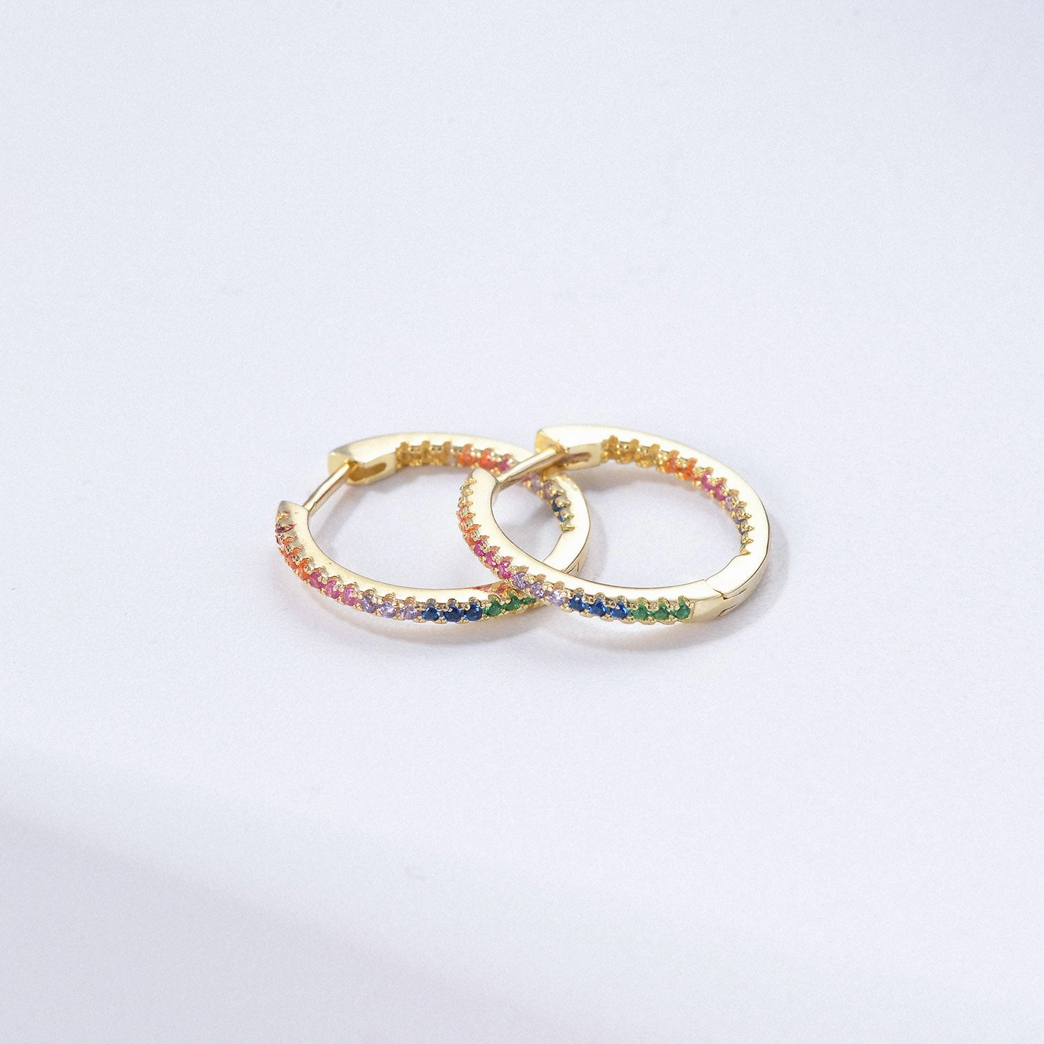 Pave Rainbow Daily Hoops Silver Earrings - Medium Modern Vibe