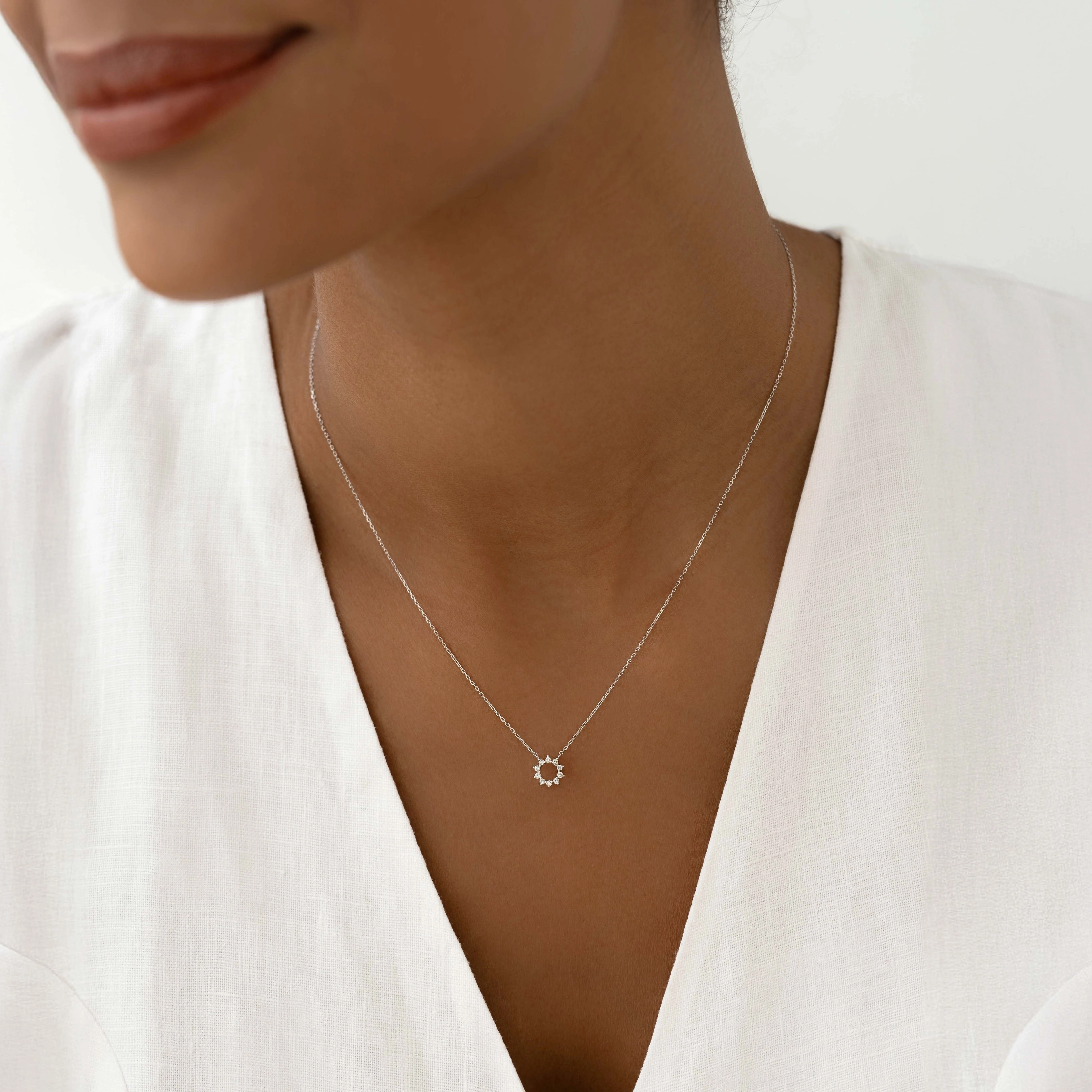 Diamond Sun Necklace White Gold - Lova Refined Detailing