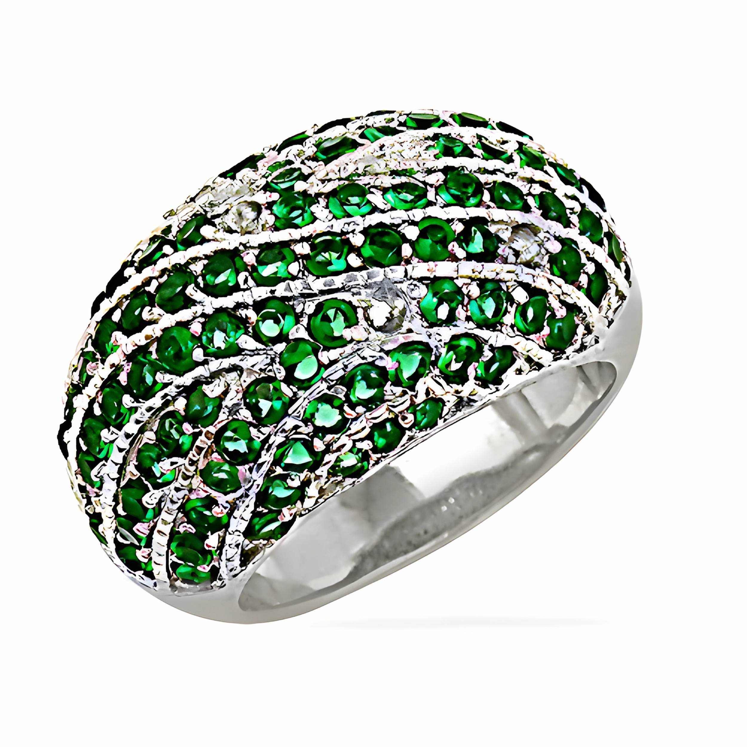 Handcrafted Green Cubic Zirconia Gemstone Silver Ring - Unique Jewelry Strong Work Everyday Choice