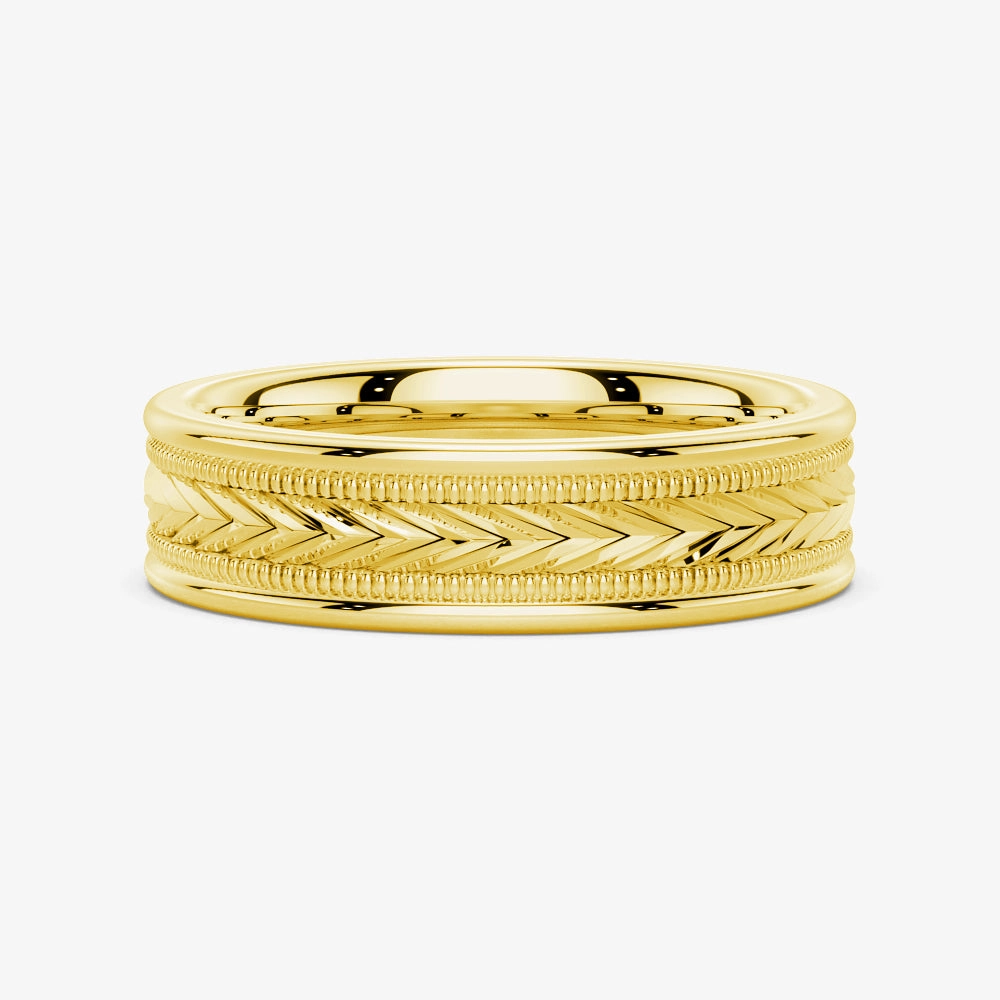 Office Ready 6mm Arrow Pattern Minimalist Men's Wedding Band