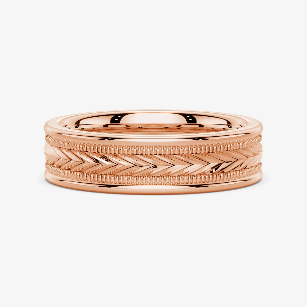 6mm Arrow Pattern Minimalist Men's Wedding Band Minimal Form