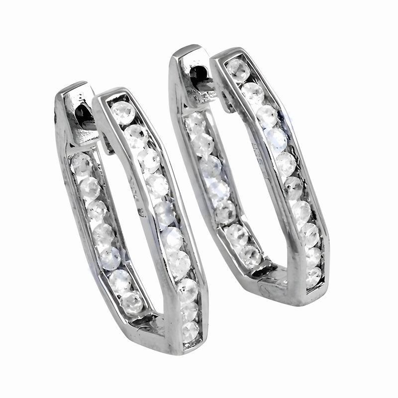 Stylish CZ Gemstone Silver Earrings for Girls - Trendy Fashion Jewelry Beautiful Creation Affordable Selection