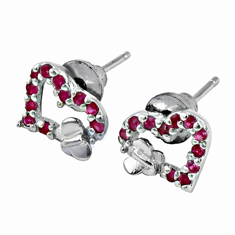 Lovable Pink Cubic Zirconia Gemstone Silver Heart Butterfly Earrings - Perfect Gift for Her Lustrous Adornment Sturdy Item