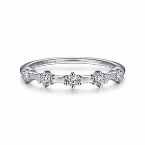 14K White Gold Diamond Station Anniversary Band Refined Beauty Cozy Look
