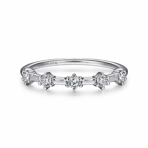 14K White Gold Diamond Station Anniversary Band Refined Beauty Cozy Look