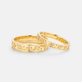 Gala Ready Flower Vintage Engraved Couple Ring Set 2pcs - Rosalie