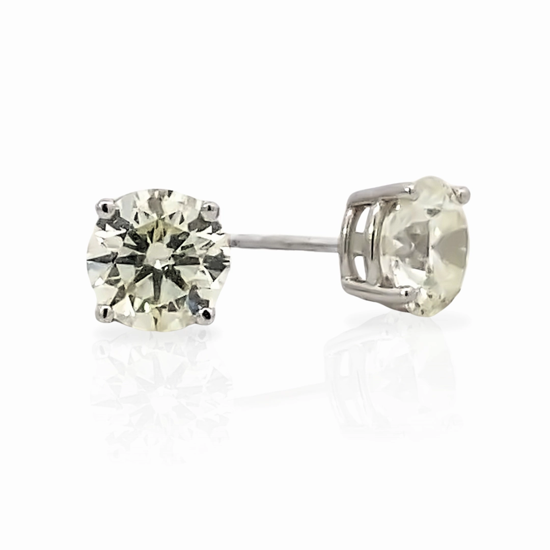Big Ornament Stunning Piece 14K White Gold Diamond Solitaire Stud Earrings - 3 Carat