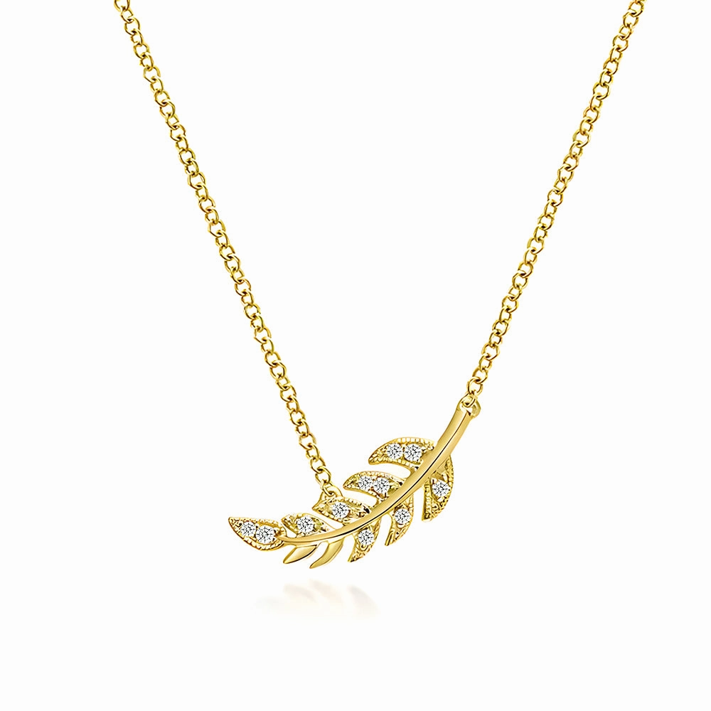 Refined Detailing Couture Botanical Foliage Lab Grown Diamond Necklace