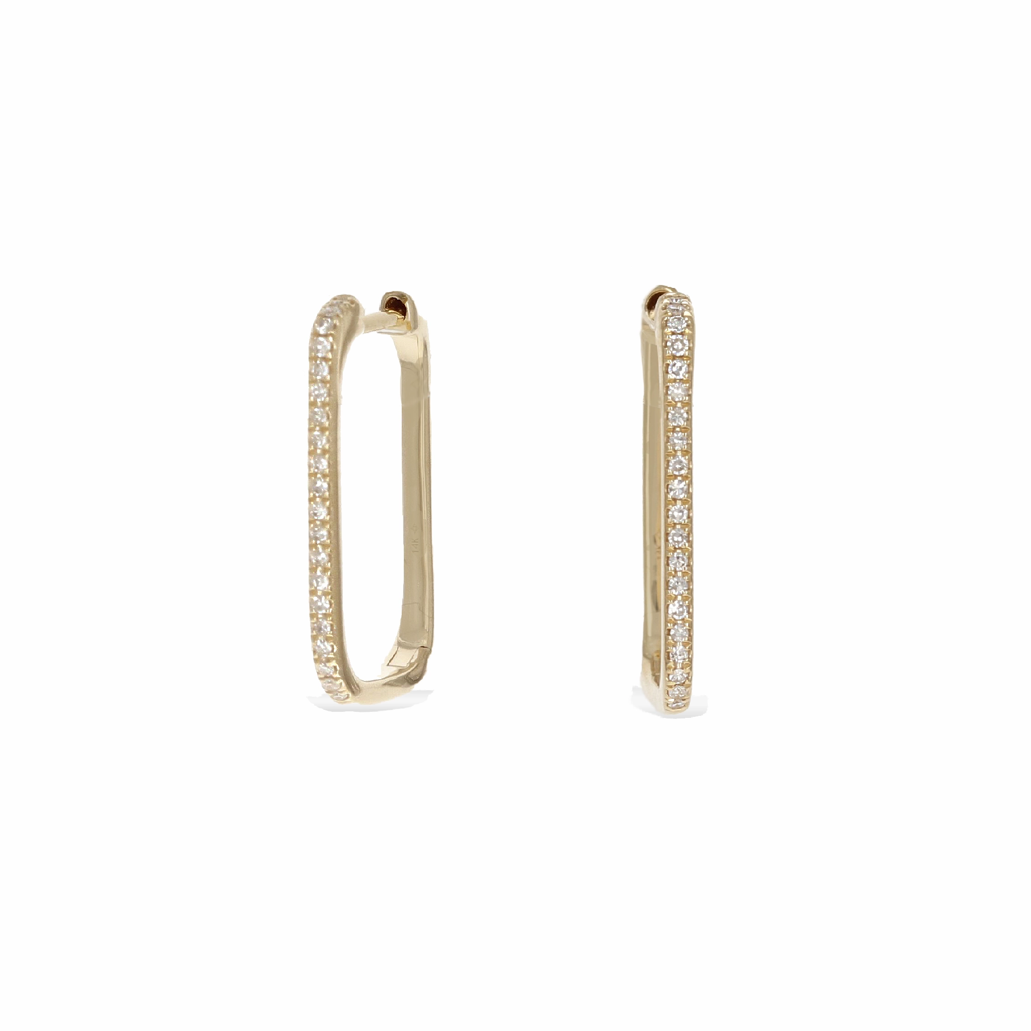 Diamond Rectangle Hoop Earrings Shaped Precision