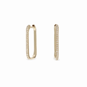 Diamond Rectangle Hoop Earrings Shaped Precision