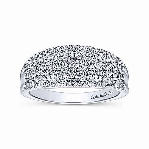Power Look Luxury Taste Curved Fashion Diamond Ring .80 Cttw 14K White Gold