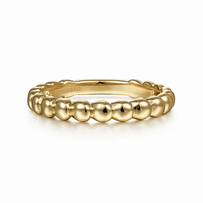 14K Yellow Gold Bujukan Bead Stackable Ring New Style