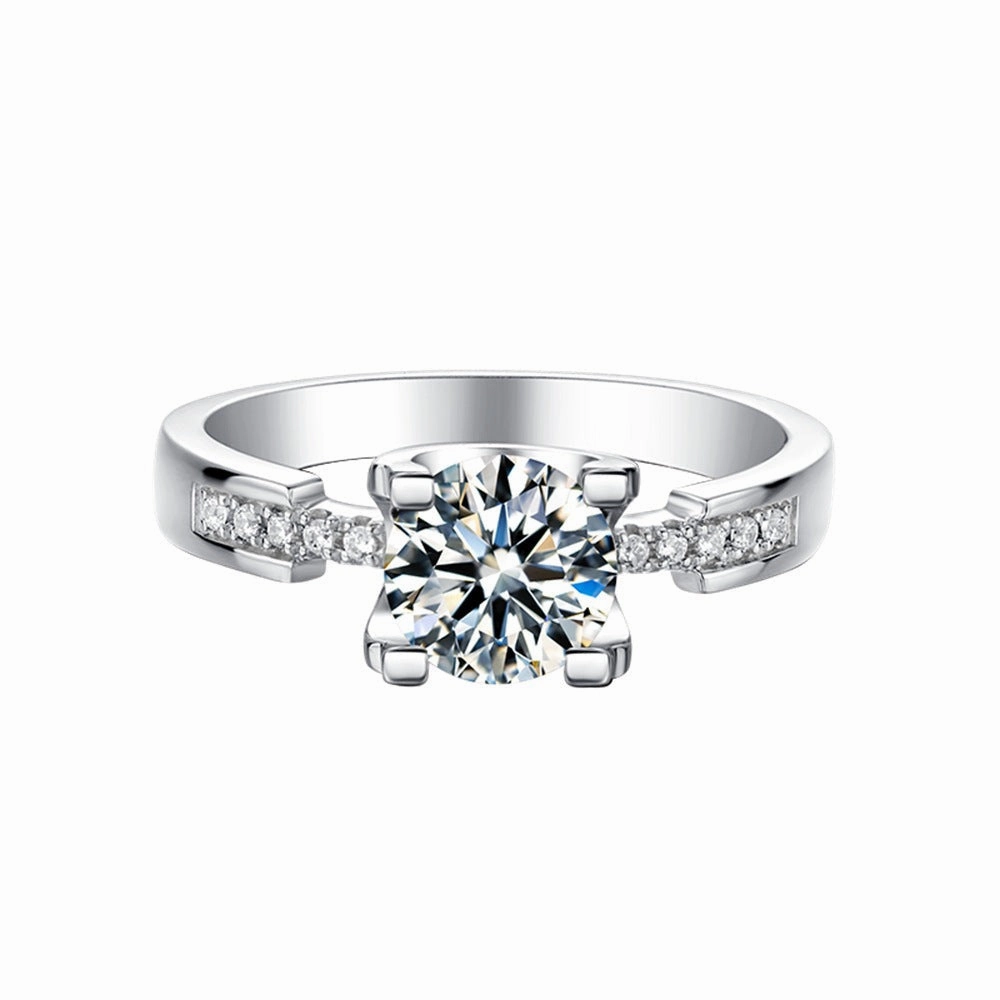 1 Carat Round Brilliant Straight Arm Ring | S925 | Moissanite Shared Experience