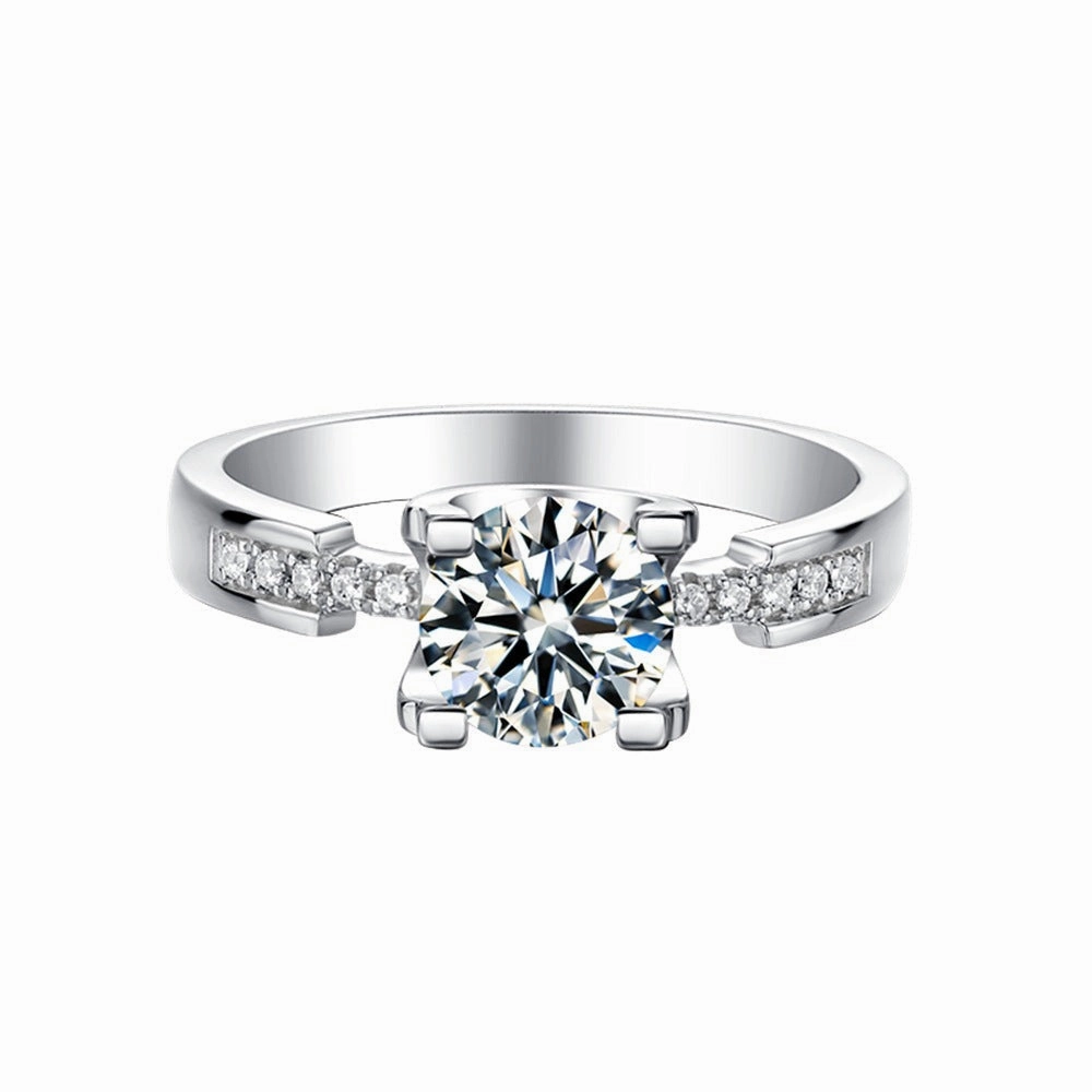 1 Carat Round Brilliant Straight Arm Ring | S925 | Moissanite Seasonal Match