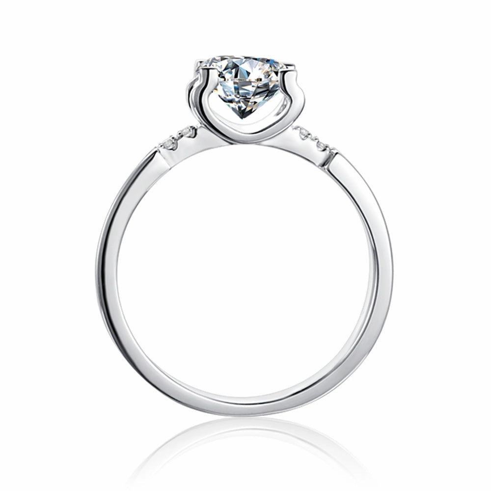 1 Carat Round Brilliant Straight Arm Ring | S925 | Moissanite Meaningful Design