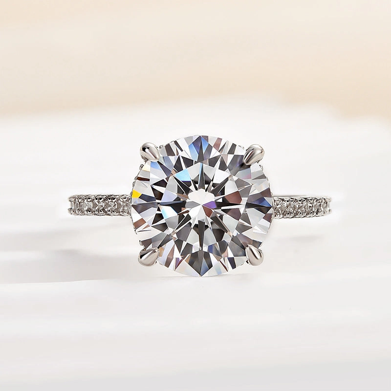 Captivating Form Louily Luxurious Round Cut 4 Prong Engagement Ring For Women In Sterling Silver