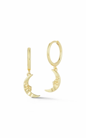 Clean Aesthetic Gleaming Craft Crescent Moon Huggie Earring