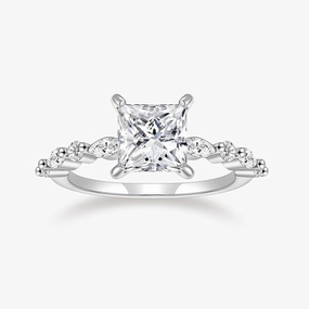 2CT Princess Cut CZ Engagement Ring in 925 Sterling Silver Stylish Layer High Style