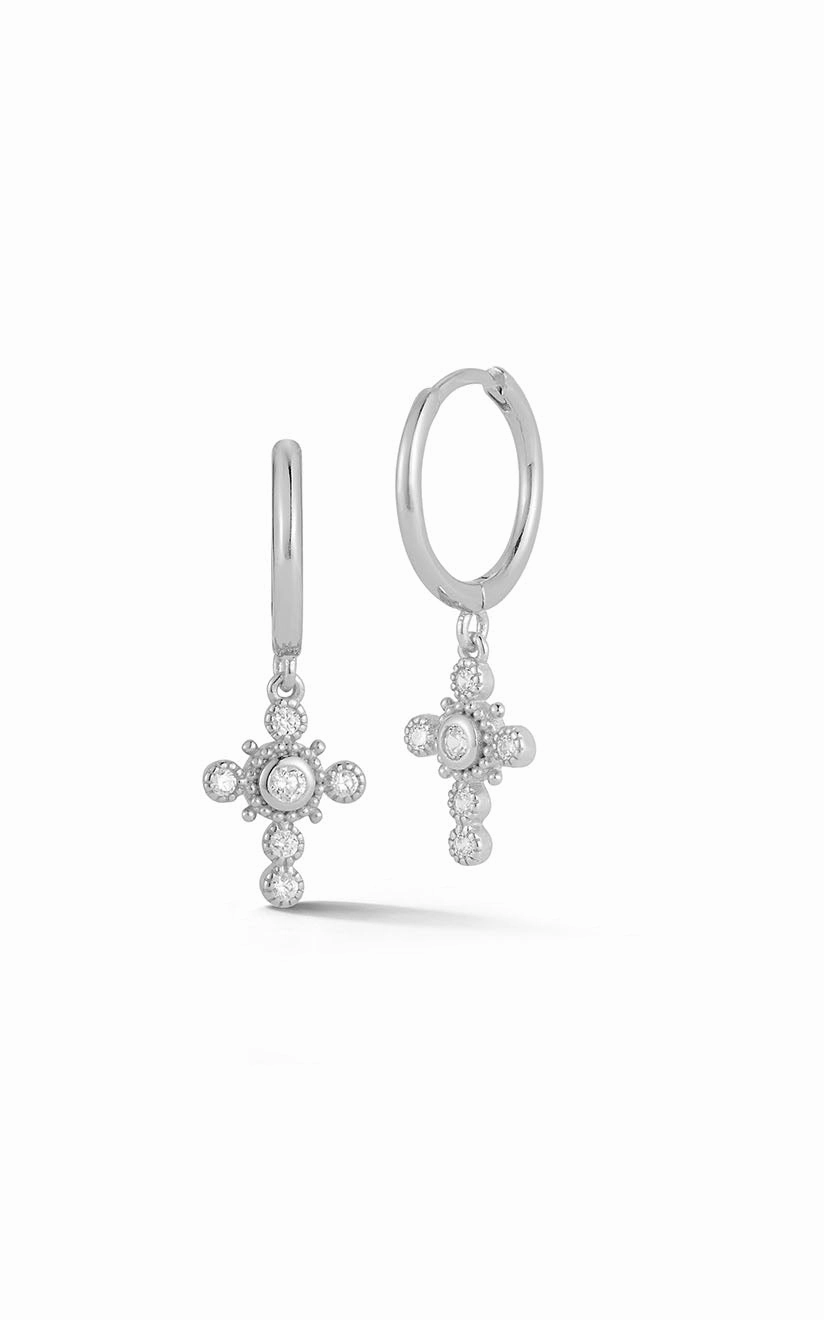 Elegant Layer Cross Huggie Hoop Earring
