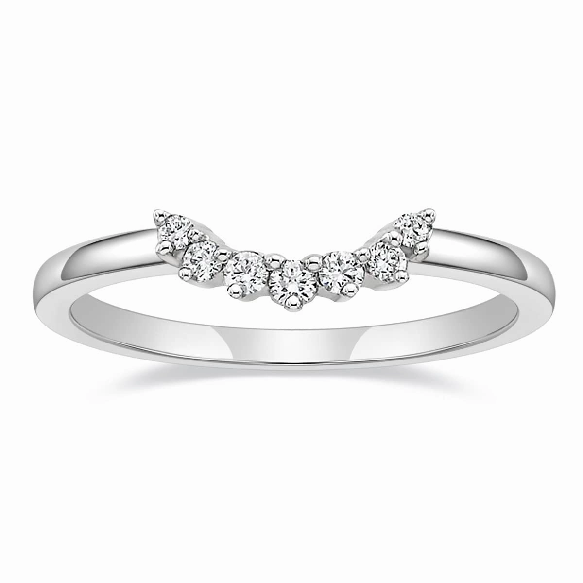 Stylish Finish City Stroll Crown and Round Cut Stackable CZ Curved Engagement Rings