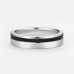 5mm Black Moissanite Half Eternity Men's Wedding Band Clean Vibe Polished Line