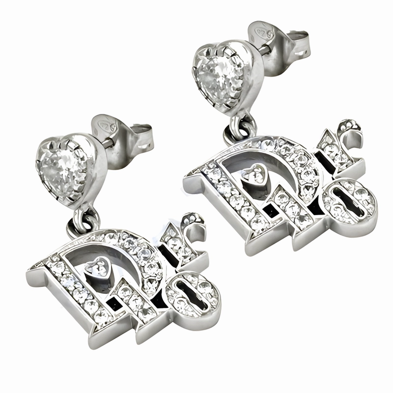 Iridescent Piece Cubic Zirconia Gemstone 925 Silver Earrings - High Quality CZ Earrings
