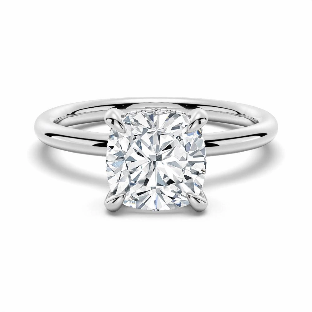 Cushion Cut Solitaire Moissanite Engagement Ring With Hidden Halo Gentle Radiance Seasonal Pick