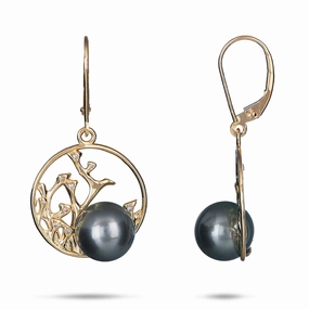 Reefs Tahitian Black Pearl Earrings in Gold with Diamonds - 9-10mm Layered Vibe Layering Choice