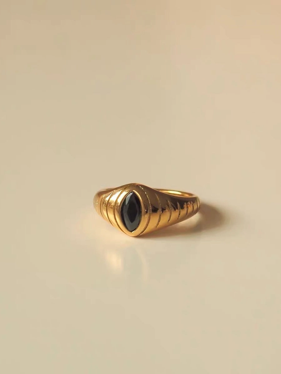 Evil Eye on Croissant Ring Strong Art Luxury Appeal