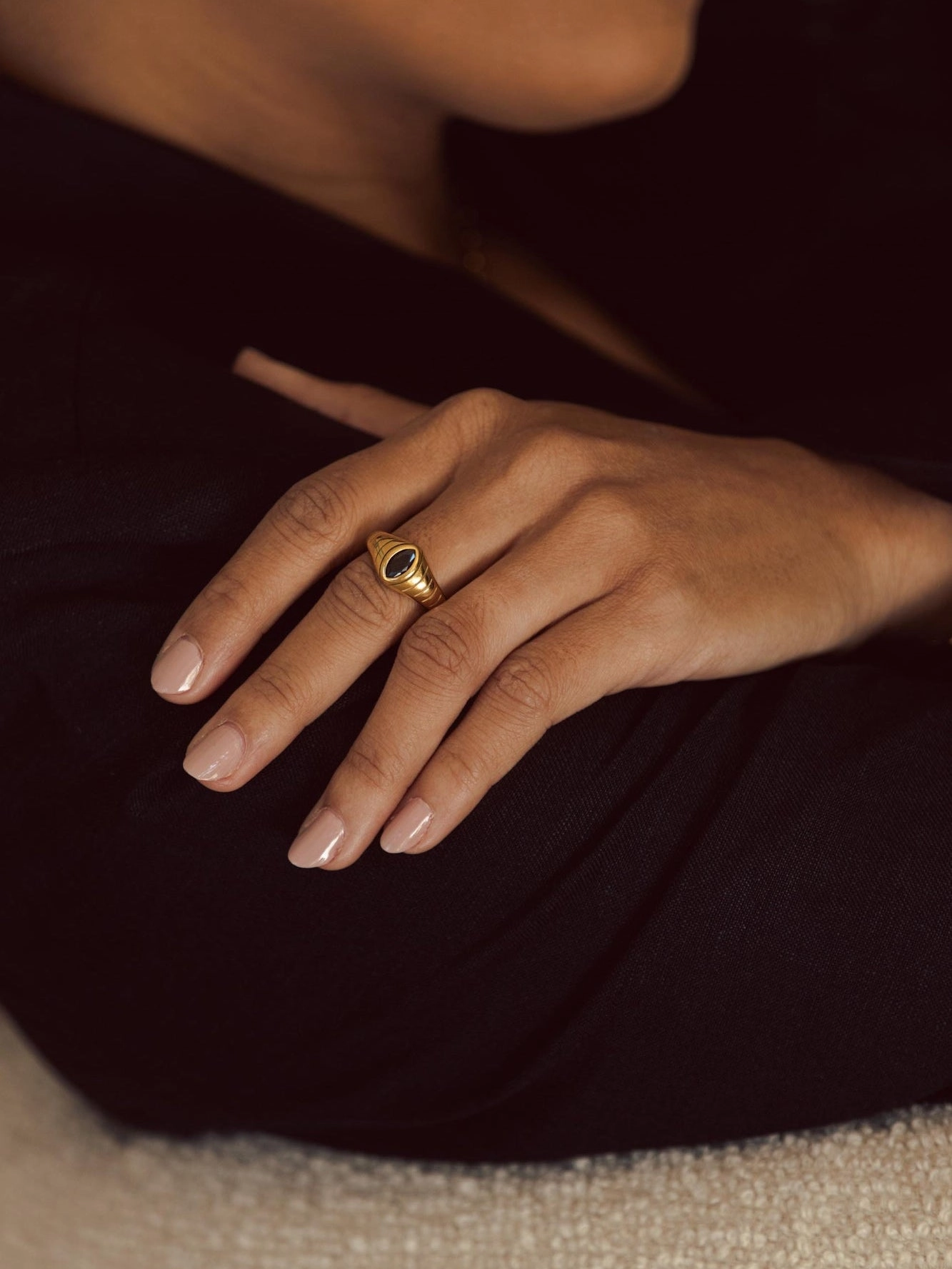Polished Surface Critic Acclaimed Evil Eye on Croissant Ring
