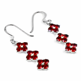 Cute & Stylish Red Cubic Zirconia Gemstone Silver Earrings - Perfect for Any Occasion Secure look