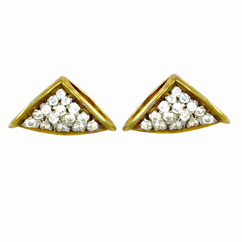 Cute Silver & Gold Plated Cubic Zirconia Stud Earrings Beautiful Trinket Gorgeous Feature