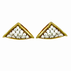 Cute Silver & Gold Plated Cubic Zirconia Stud Earrings Beautiful Trinket Gorgeous Feature