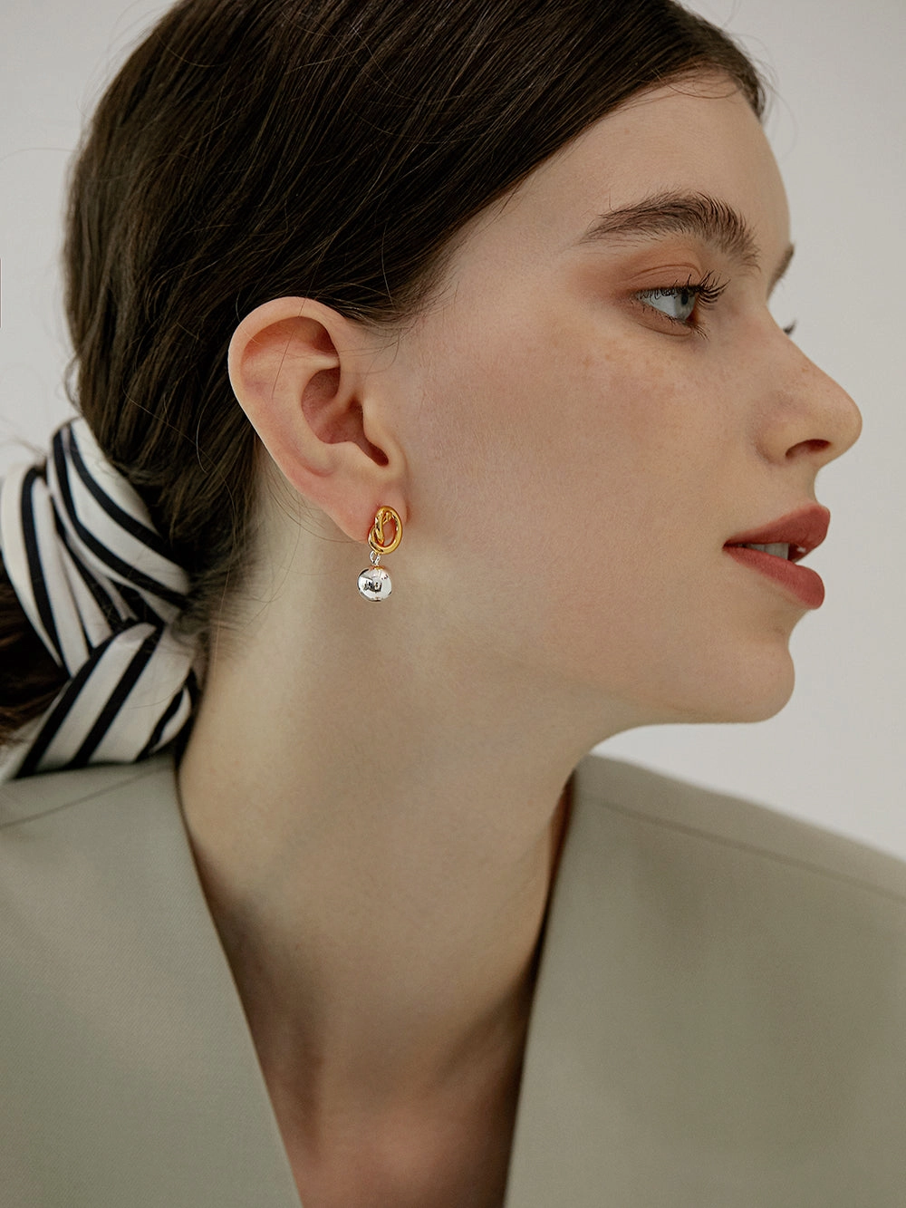 Brilliant Design Glittery Item Isolde Knot & Ball Drop Earrings