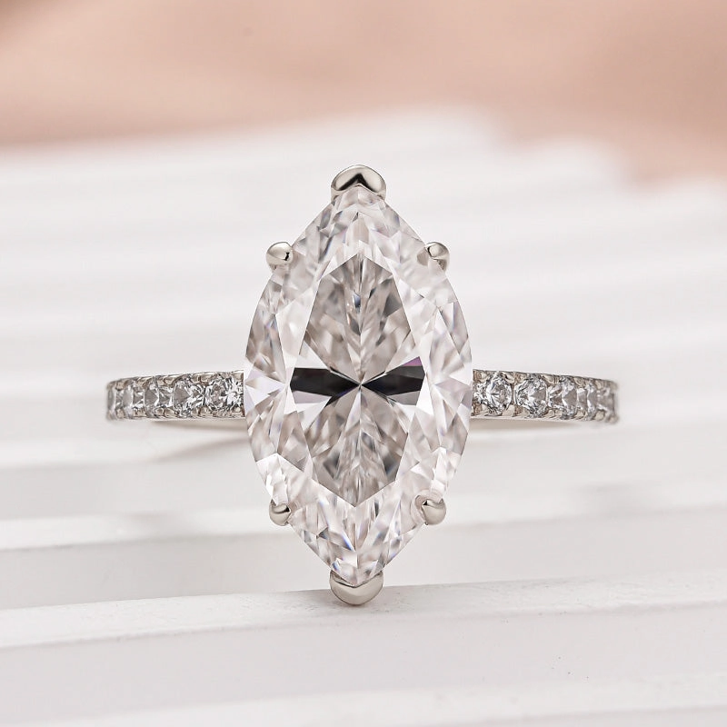 Muted Style Louily Moissanite 4.0 Ct Marquise Cut Engagement Ring For Women