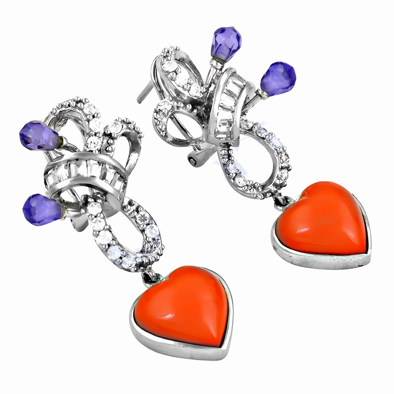 Elegant Coral CZ Gemstone Silver Earrings - Fashionable Jewelry Unique Option Timeless Item