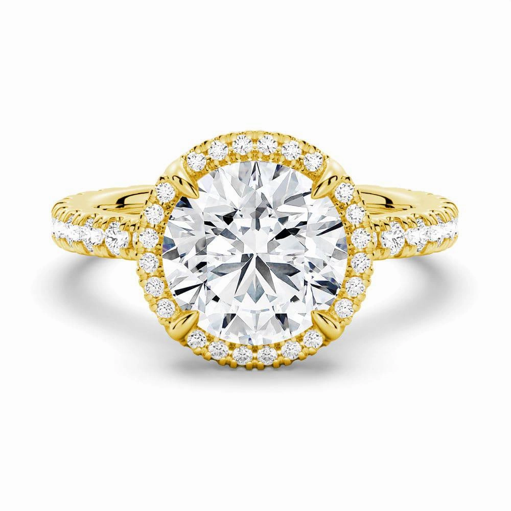 Timeless Beauty Half Eternity Round Cut Moissanite Halo Engagement Ring