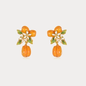 Dazzling Glow Timeless Jewelry Golden Plum Flower Earrings