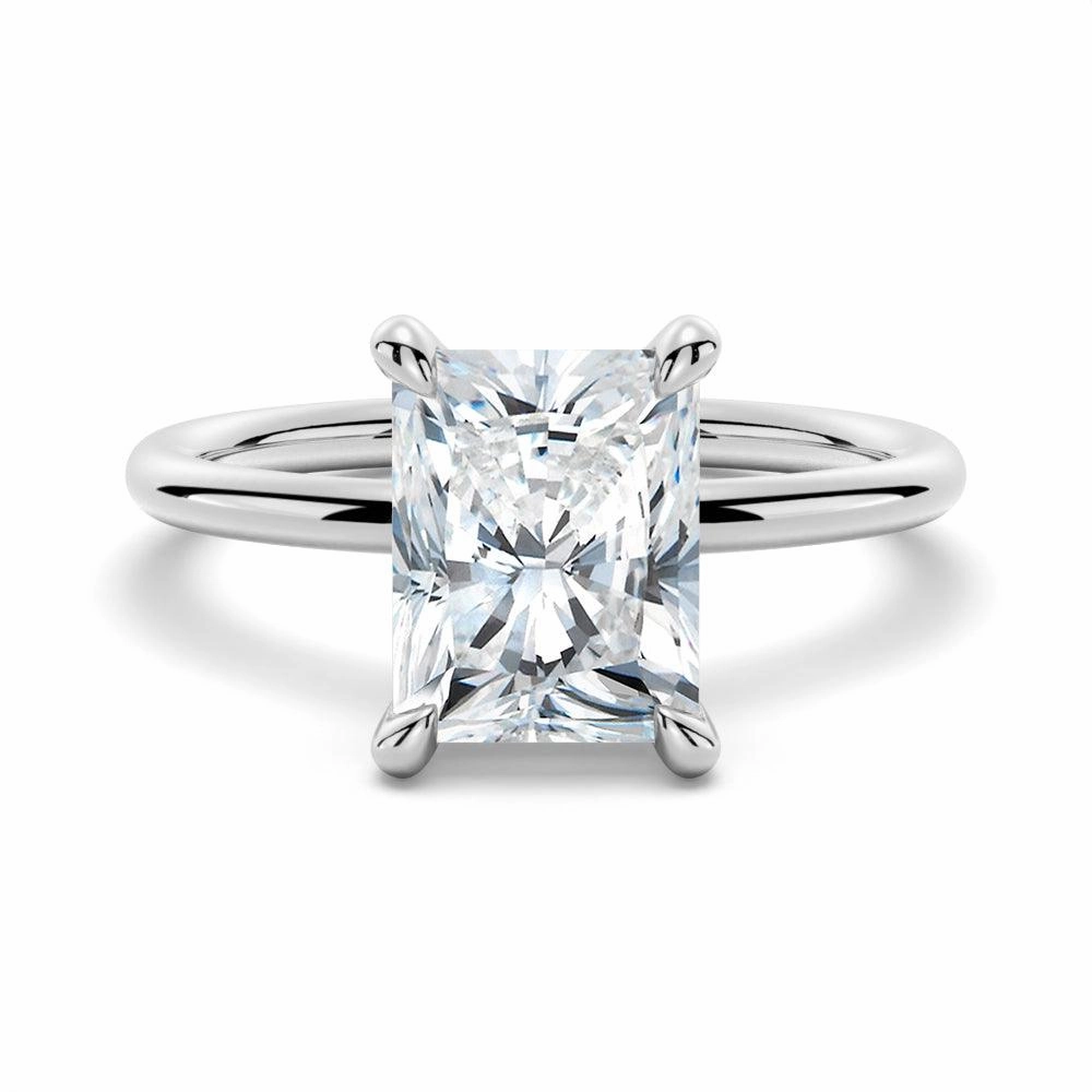 Four Prong Radiant Solitaire Moissanite Engagement Ring With Hidden Halo Vibrant Accessories