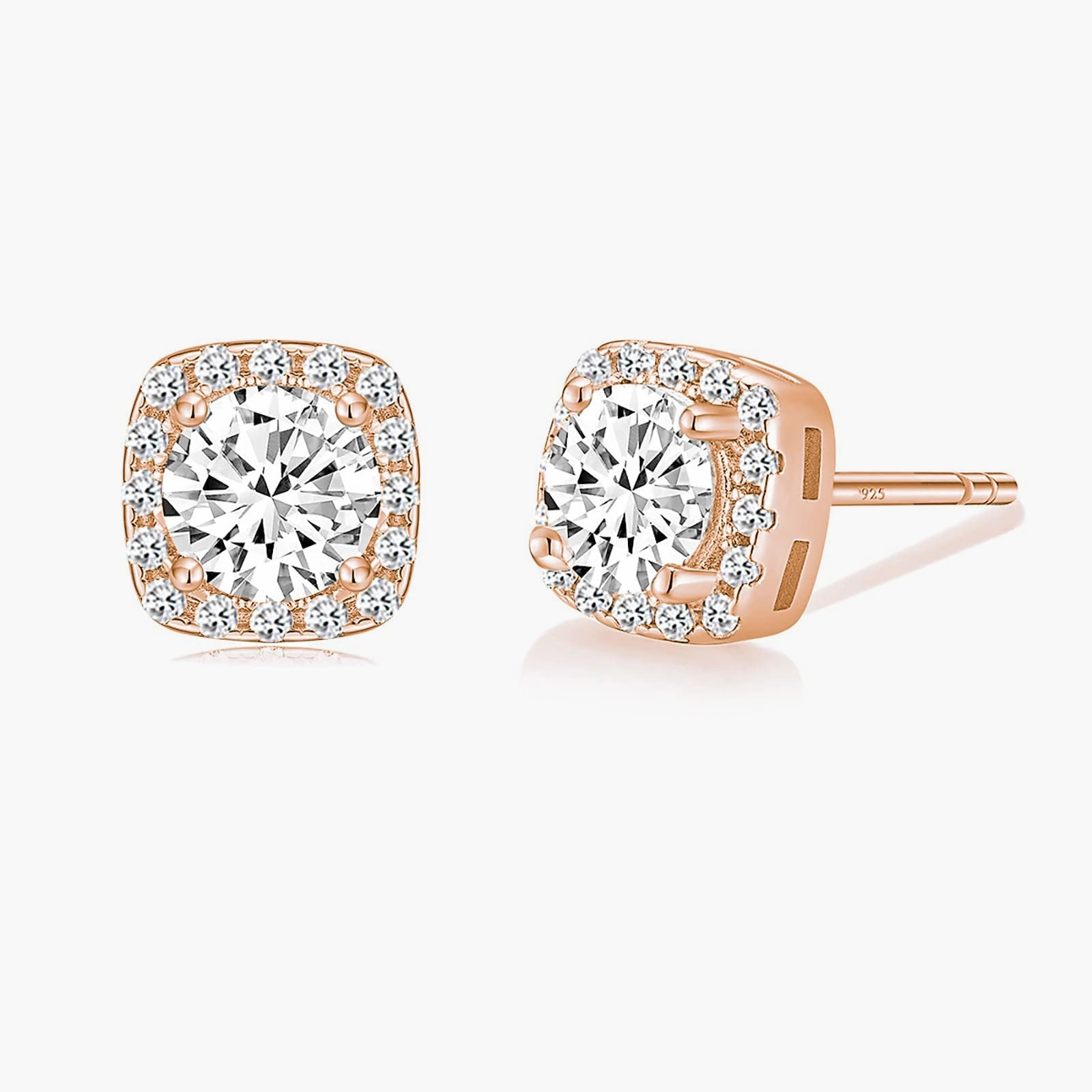 Exclusive Glow Luxurious Style Princess Cut Square Cubic Zirconia Stud Post Earrings