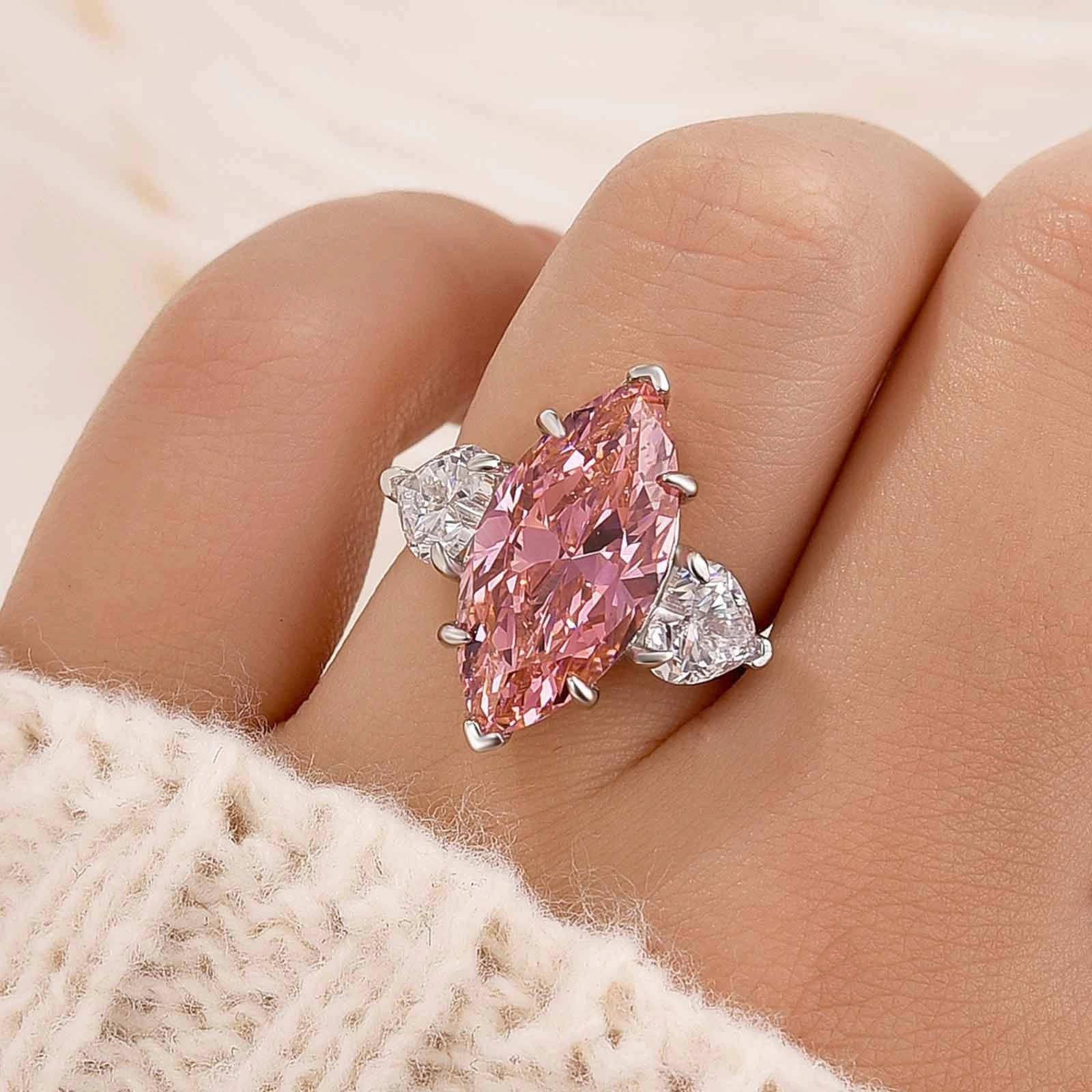 6.0Ct Marquise Cut Three Stone Engagement Ring In Sterling Silver Timeless Gems