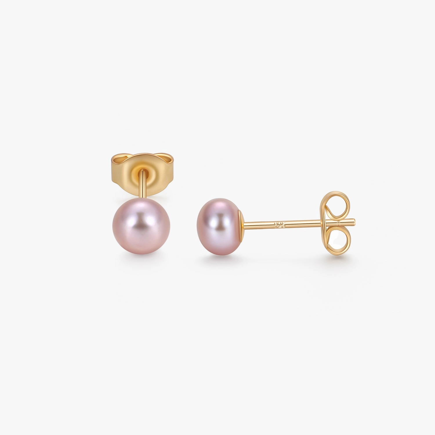 Shining Detail Purple Freshwater Pearl Stud Earrings | 5mm