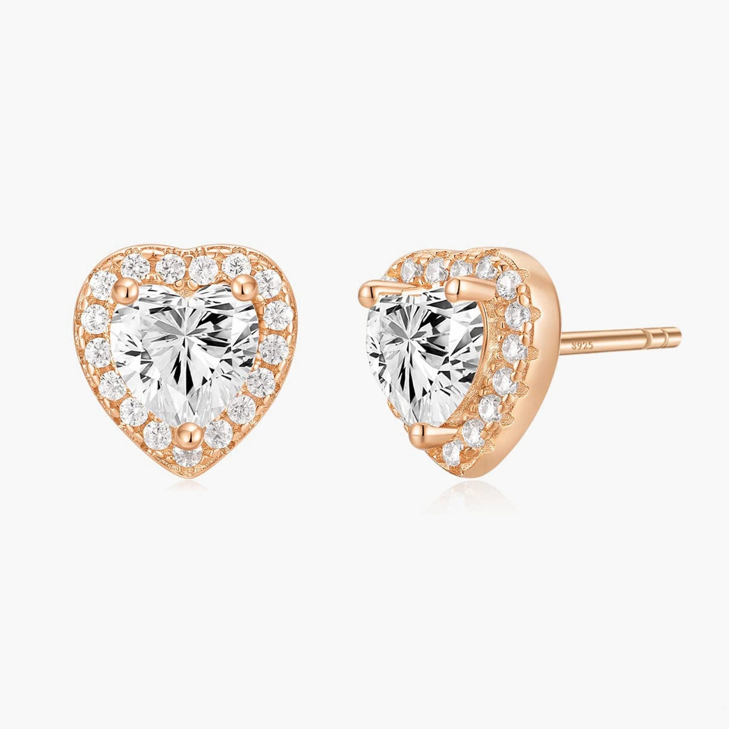 S925 Heart Post Earrings Fashion Layer